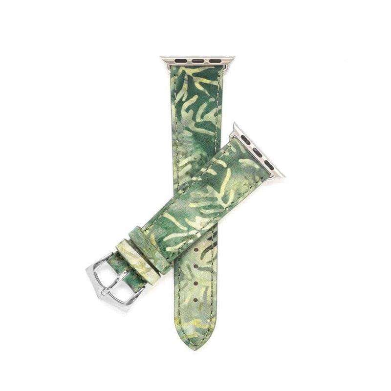 Green Forest Batik Apple Watch Band - Apple Watch Leather Straps- Milano Straps