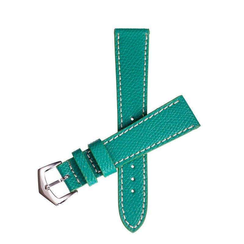 Green Hammered Calfskin Ecru Stitches Watch strap - Leather strap- Milano Straps
