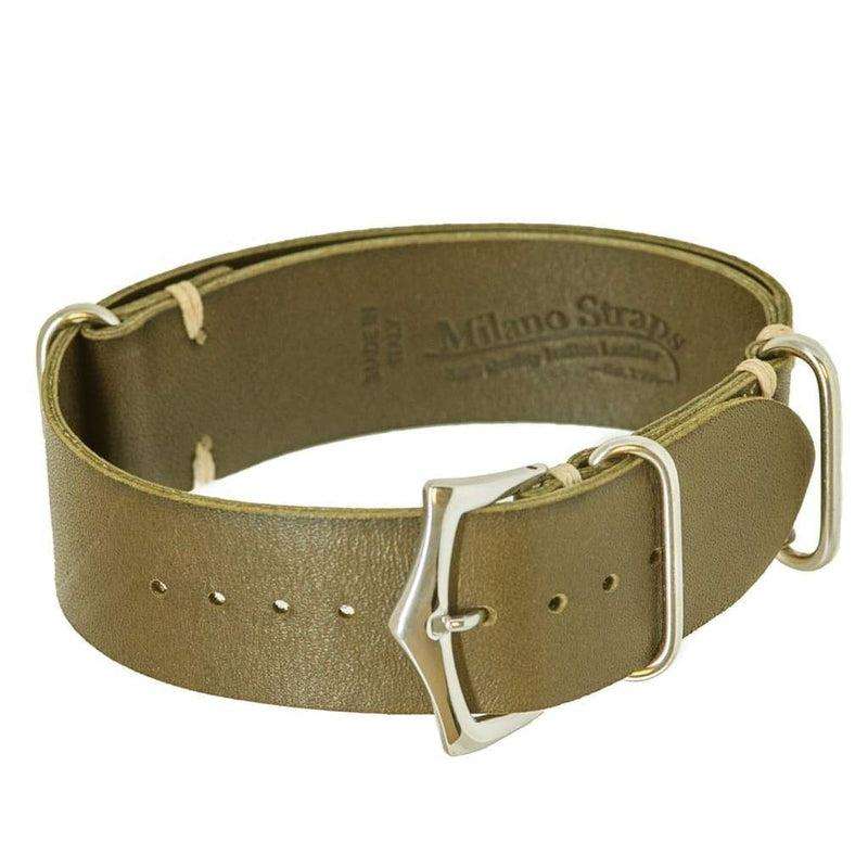 Military Watch Strap Olive Italian Leather - Military Watch Strap- Milano Straps