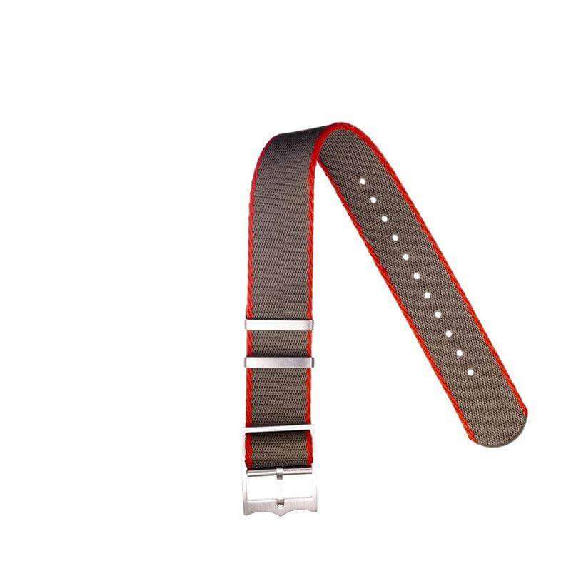 Eco-Friendly Nylon Military Watch Strap Military Green -Red - Tudor Watch Style - Recycled Military Watch Straps- Milano Straps