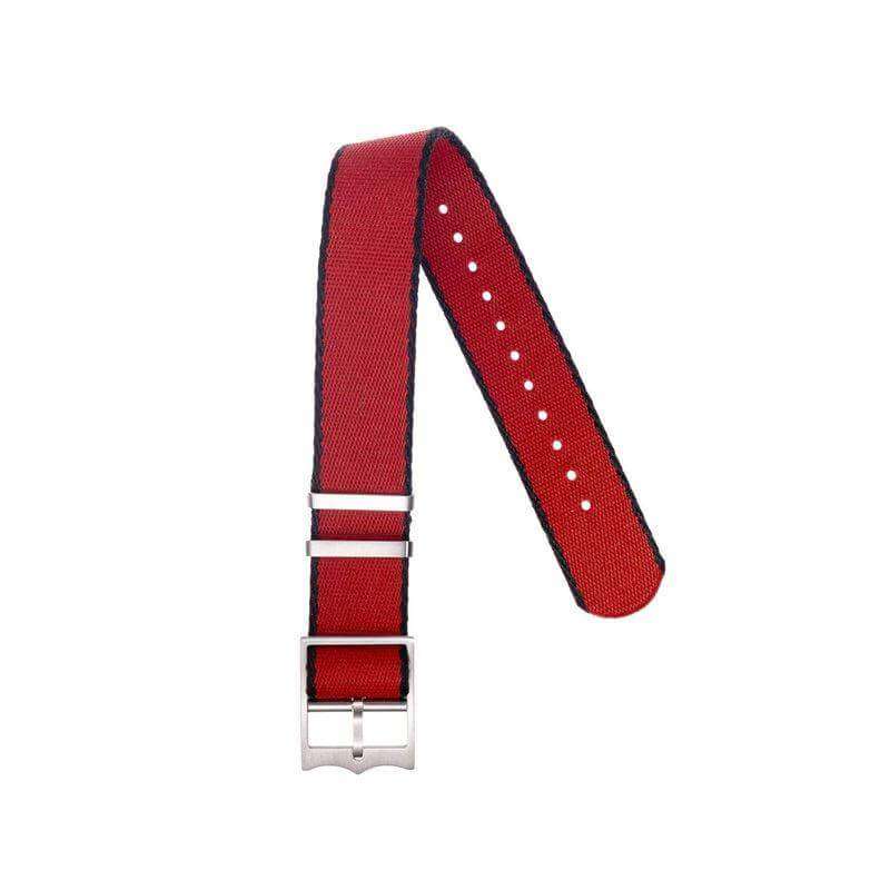Eco-Friendly Nylon Military Watch Strap Watch Strap Red - Black- Single Pass - Recycled Military Watch Straps- Milano Straps