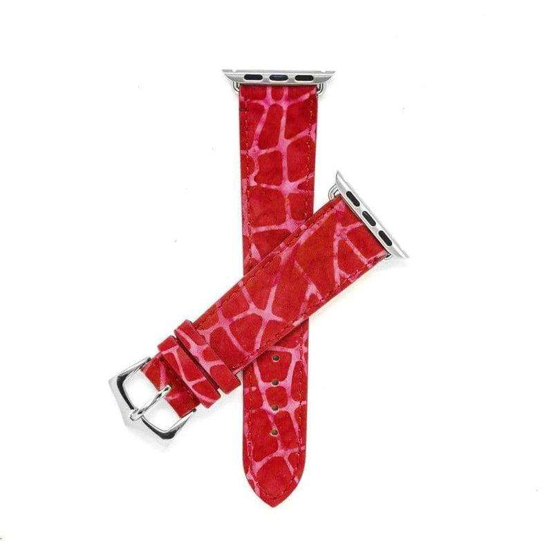 Red Batik Apple Watch Band - Apple Watch Leather Straps- Milano Straps
