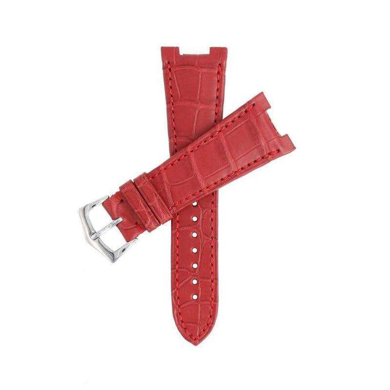 Red Matt Genuine Alligator Watch Strap Patek Philippe Compatible - Alligator Strap- Milano Straps