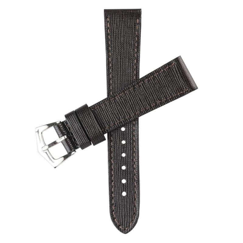 Dark Brown Saffiano Leather Watch Strap - Leather strap- Milano Straps