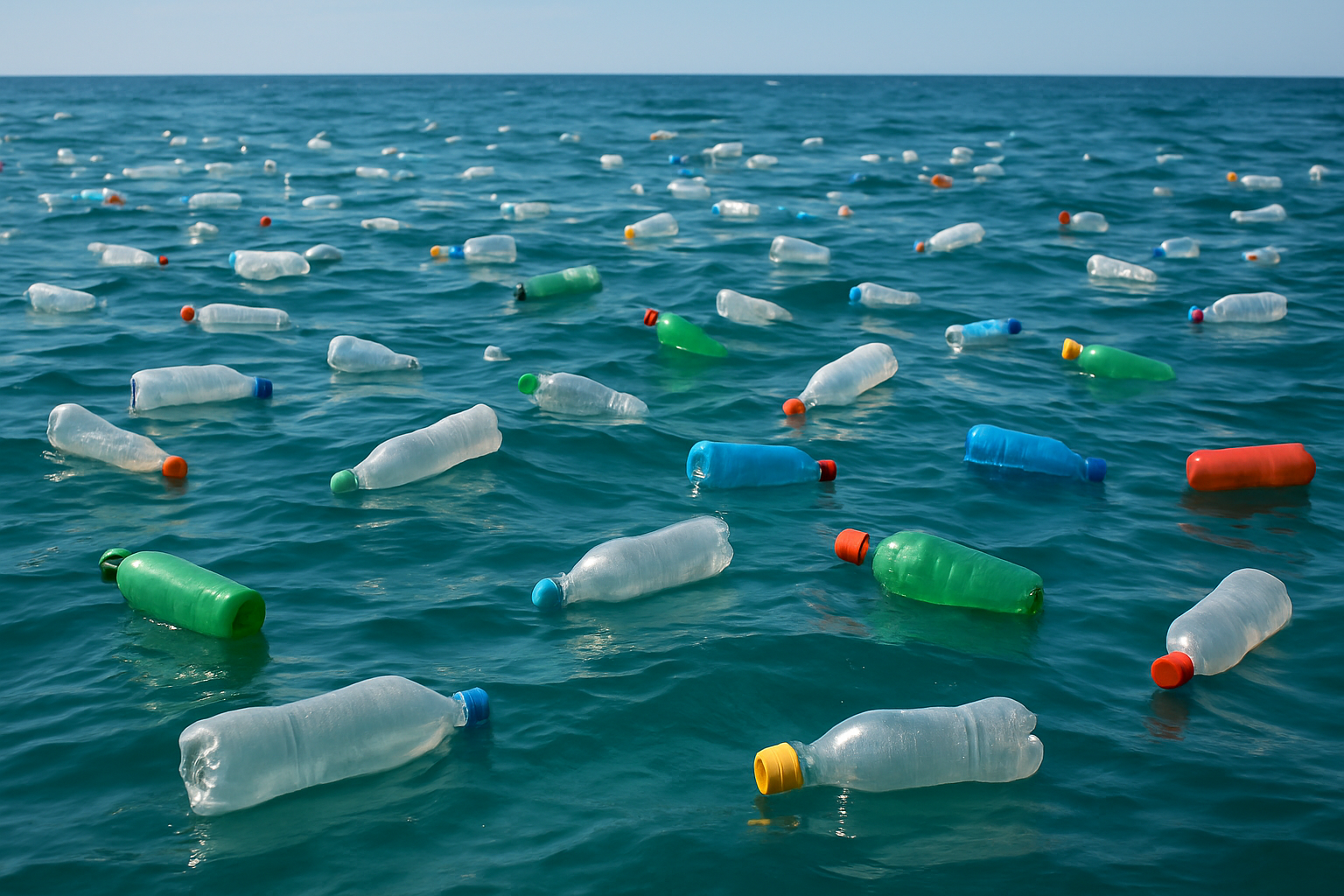 I would like an image of ocean full of plastic bottle