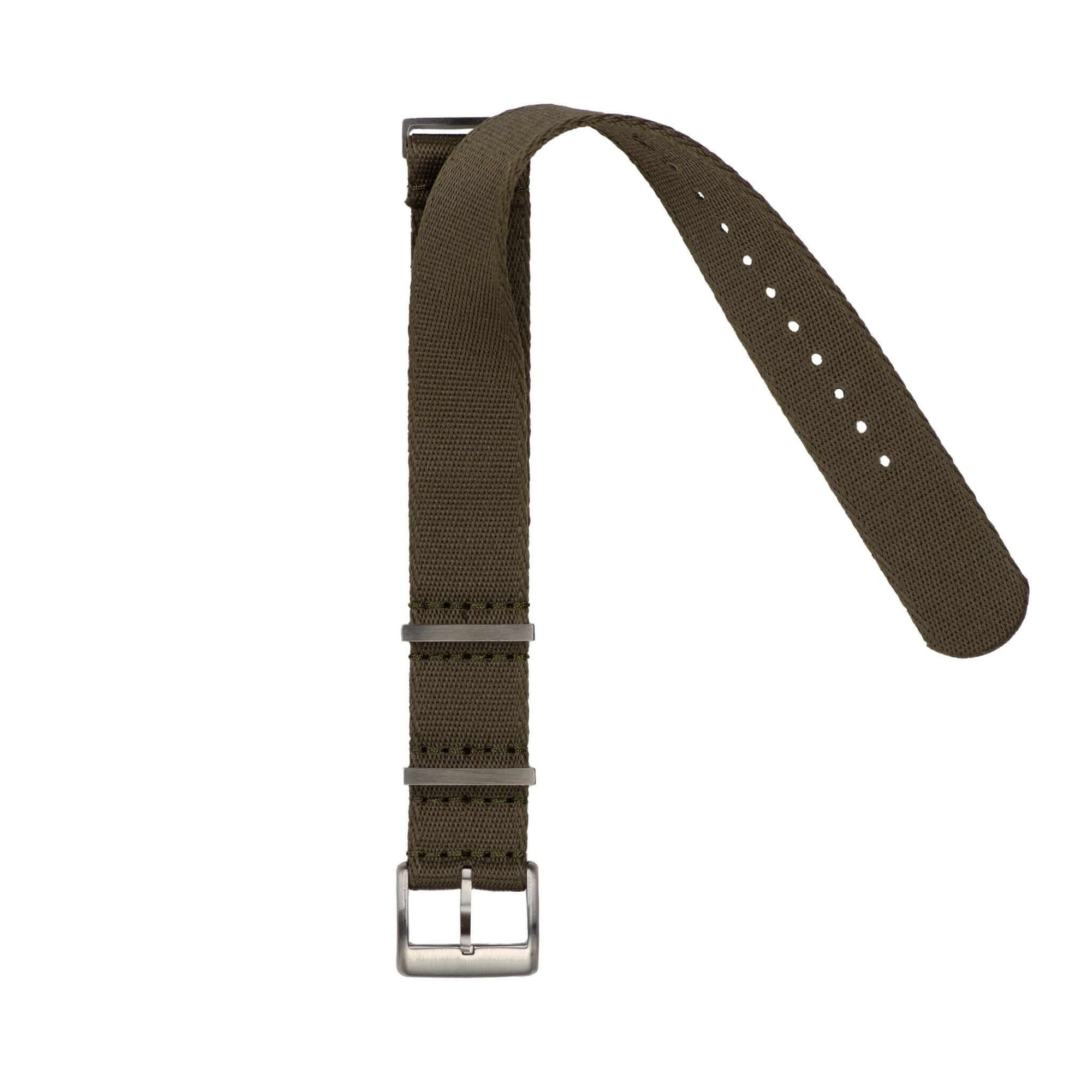 Eco-Friendly Nylon Military Watch Strap - Dark Green - Dark Green Stitches - Recycled NATO straps- Milano Straps