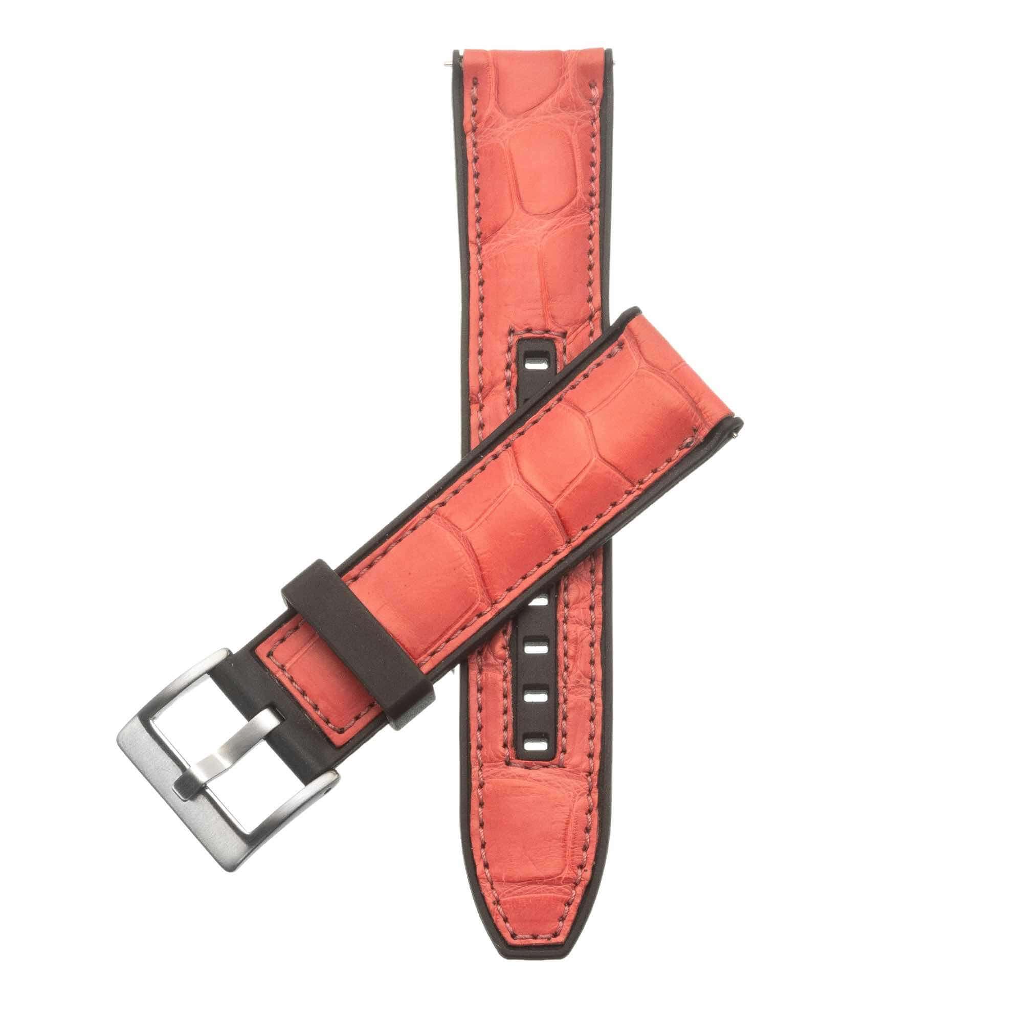 Rubber Pink Alligator Watch Band - Rubber Strap- Milano Straps