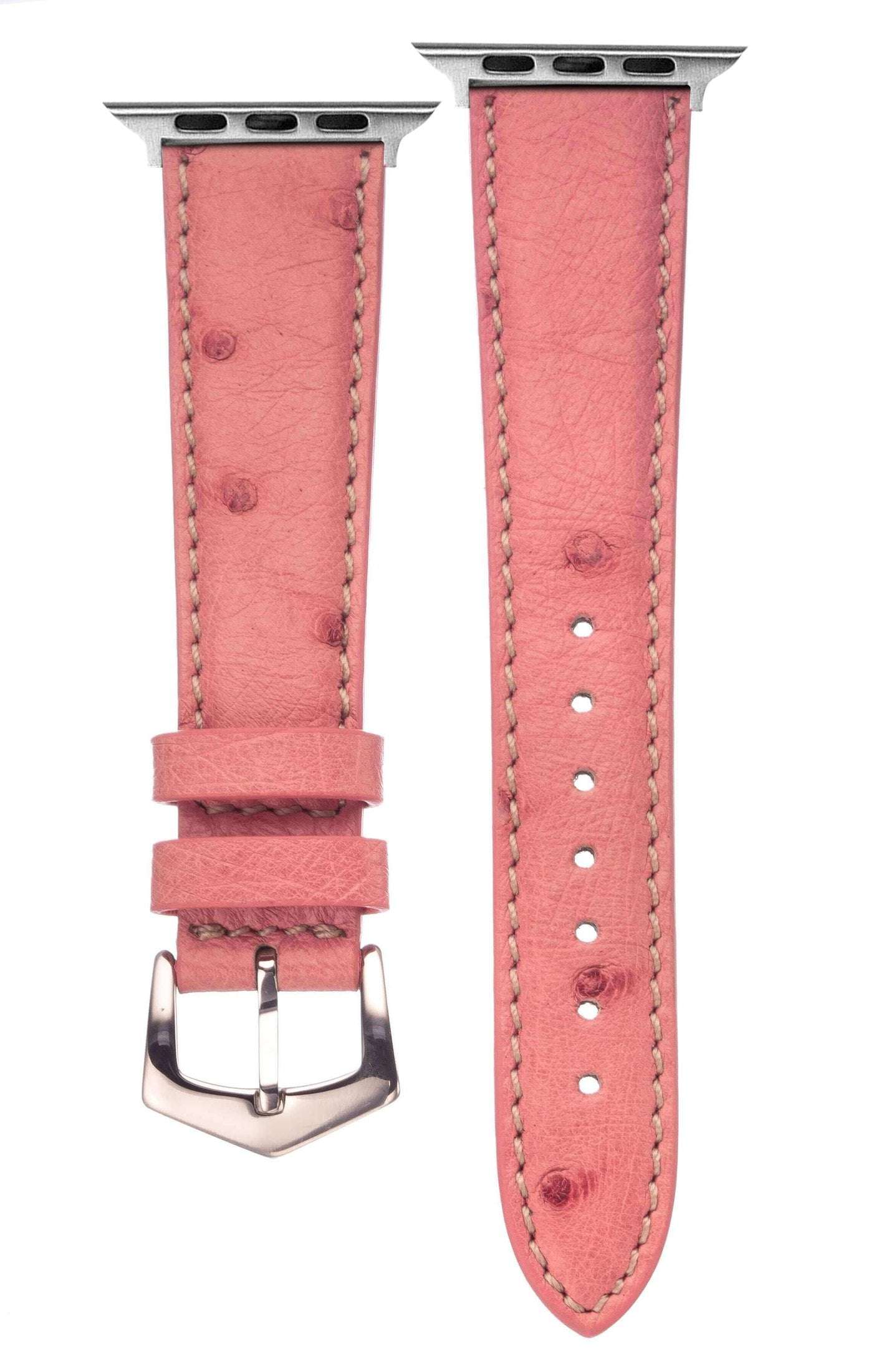 Cinturino Apple Watch in pelle di struzzo rosa 20-22mm fatto a mano — Milano Straps