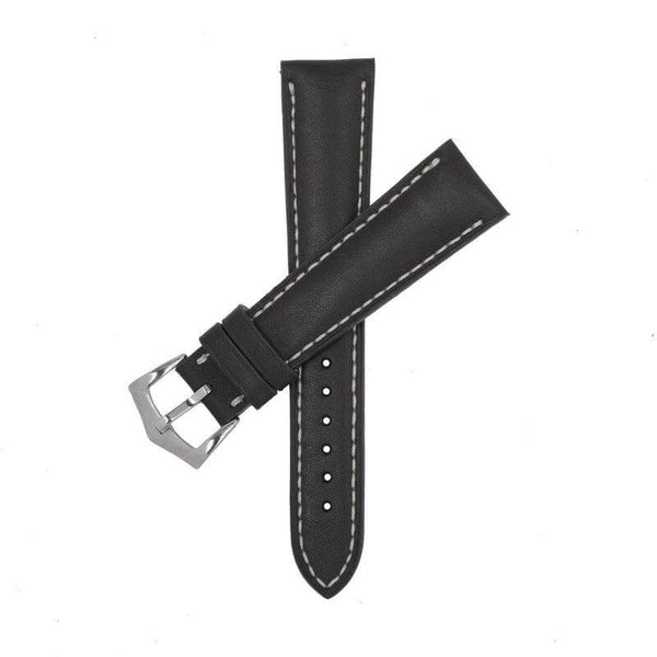 Cinturino barenia nero 20mm in pelle di vitello artigianale Made in Italy — Milano Straps