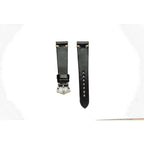 Black Cordovan Leather Watch Strap Ecru Stitches - Leather strap- Milano Straps