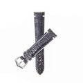 Cinturino pelle alligatore nero con bordini bianchi 20mm artigianale Made in Italy — Milano Straps