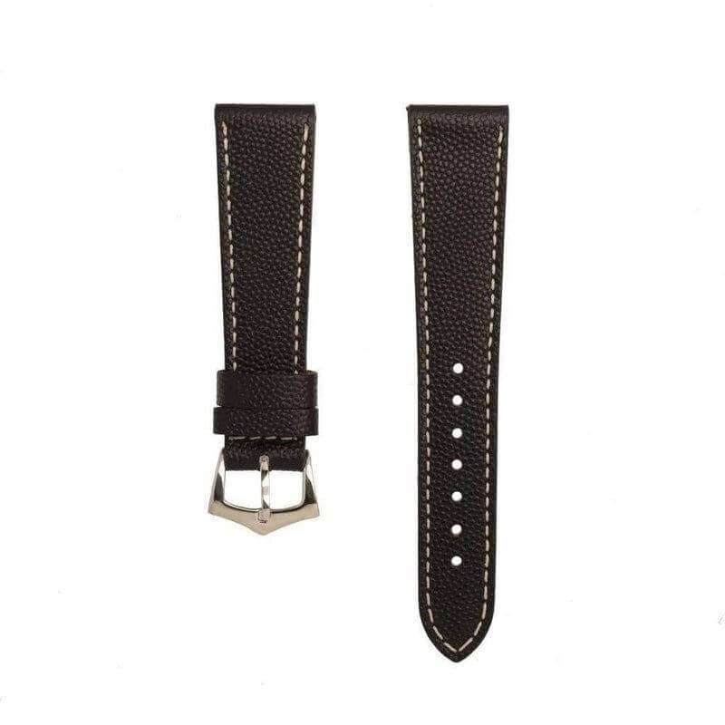 Black Hammered Calfskin Ecru Stitches Watch strap - Leather strap- Milano Straps