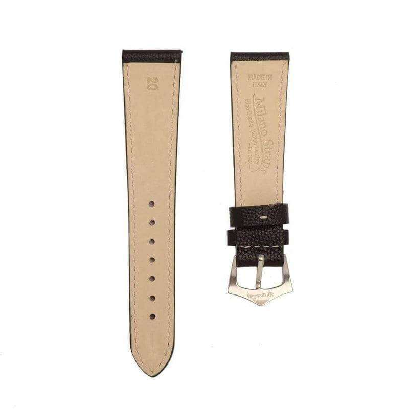 Black Hammered Calfskin Ecru Stitches Watch strap - Leather strap- Milano Straps