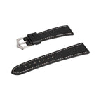 Black Hammered Calfskin Ecru Stitches Watch strap - Leather strap- Milano Straps