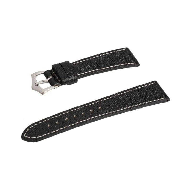Black Hammered Calfskin Ecru Stitches Watch strap - Leather strap- Milano Straps