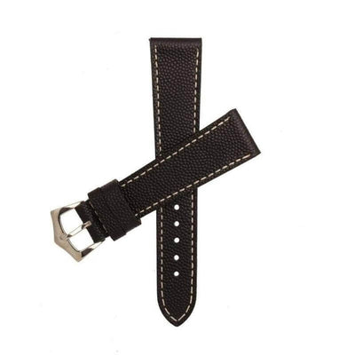 Cinturino pelle vitello martellata nero cuciture ecru artigianale Made in Milan — Milano Straps