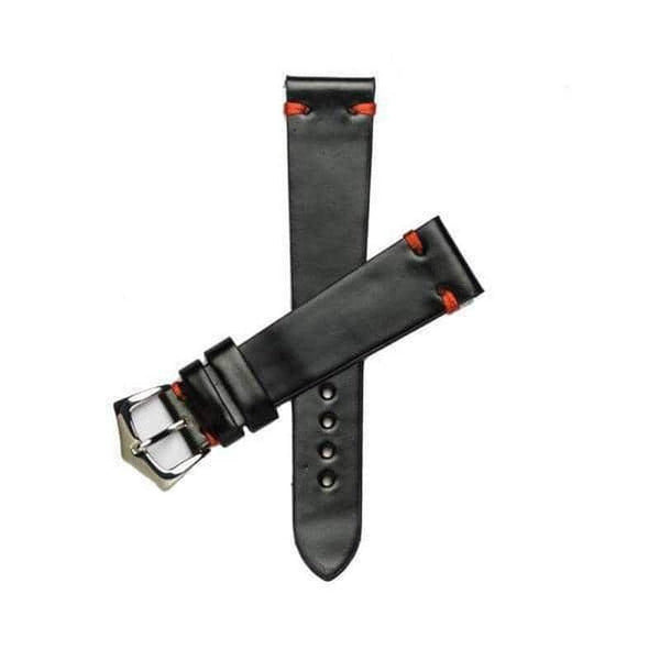 Cinturino Shell Cordovan Horween nero e rosso 20mm artigianale Made in Italy — Milano Straps