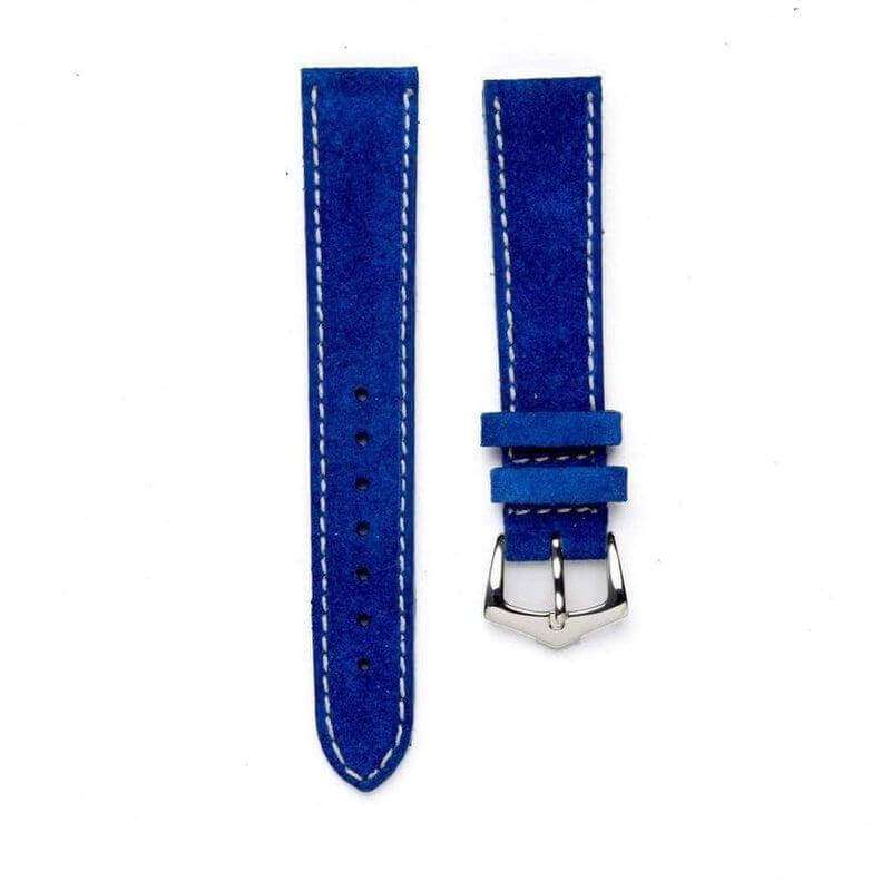 Blue Suede Watch Strap Stitches - Suede strap- Milano Straps