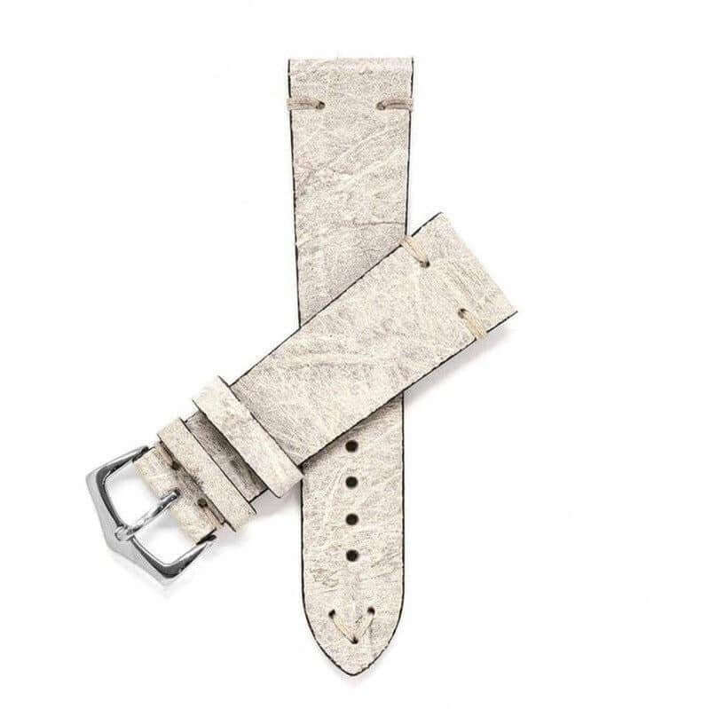 Cinturino pelle di vitello vintage bone distressed spazzolato a mano, disponibile in 20mm 22mm 24mm — Milano Straps
