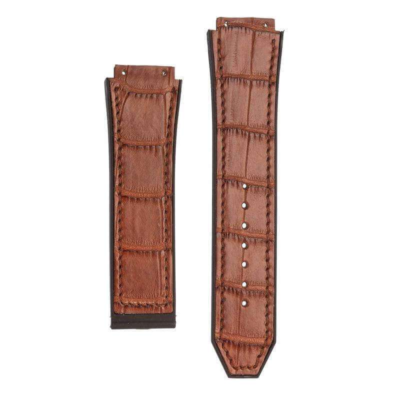 Brown Genuine Alligator Watch Strap for Hublot Big Bang - Rubber Strap- Milano Straps