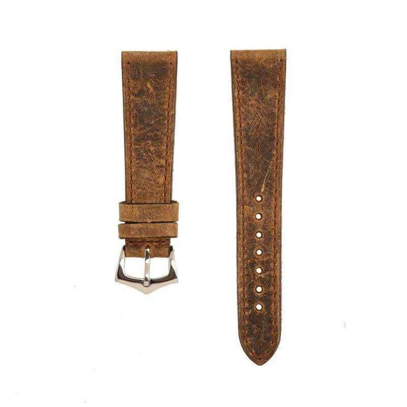 Brown Leather Vintage Brown Stitches Watch Strap - Leather strap- Milano Straps