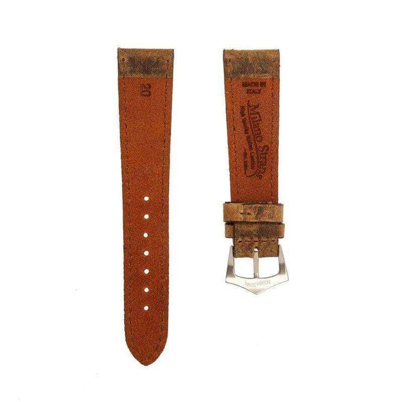 Brown Leather Vintage Brown Stitches Watch Strap - Leather strap- Milano Straps