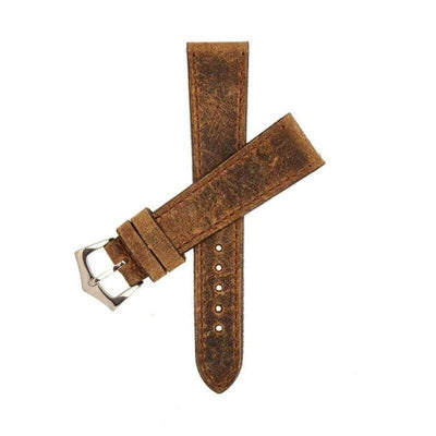 Cinturino in pelle vintage marrone con cuciture marroni, spessore 2,8mm, fatto a mano in Italia — Milano Straps