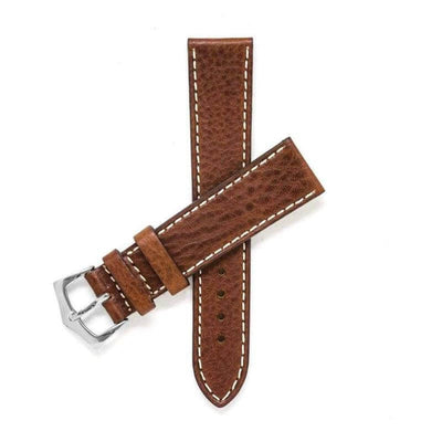Cinturino pelle italiana marrone 20mm con cucitura bianca e quick release — Milano Straps