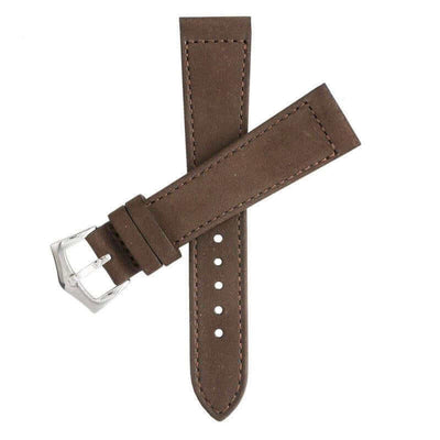 Cinturino in nabuk marrone vitello artigianale Made in Italy — disponibile dal 18mm al 24mm, Milano Straps