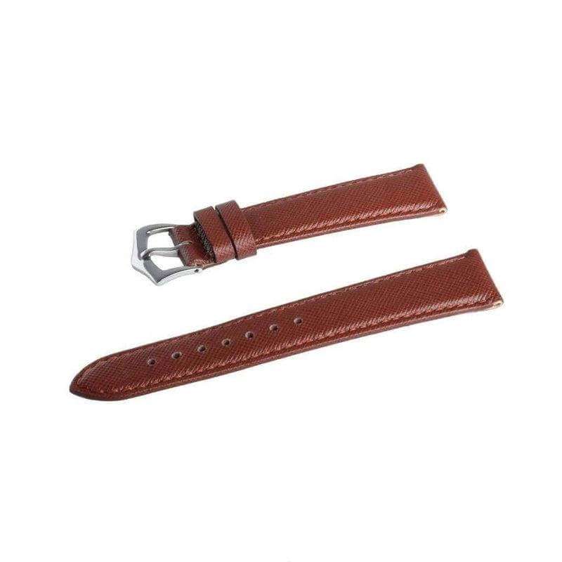 Brown Saffiano Folded Edge Brown Stitches Watch Strap - Leather strap- Milano Straps