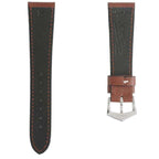 Brown Saffiano  Leather Tone Stitching  Watch Strap - Leather strap- Milano Straps