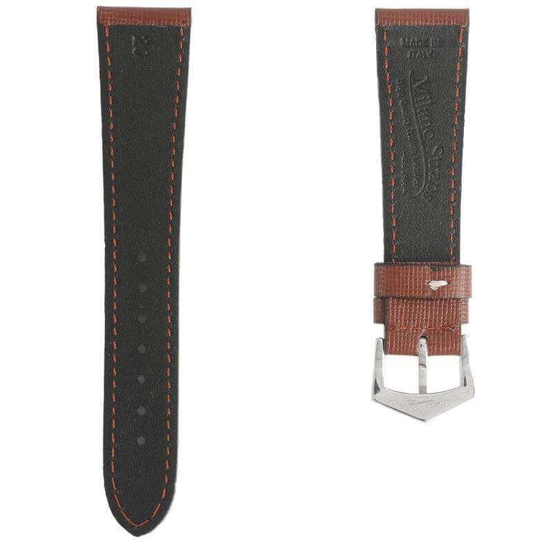 Brown Saffiano  Leather Tone Stitching  Watch Strap - Leather strap- Milano Straps