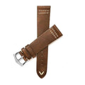Cinturino vitello vintage distressed marrone doppie cuciture 20mm — Milano Straps