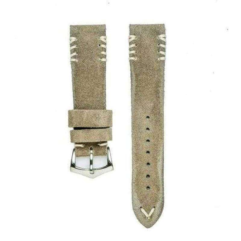 Camel Suede Watch Strap Tribal White stitches - Suede strap- Milano Straps