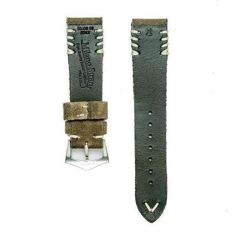 Camel Suede Watch Strap Tribal White stitches - Suede strap- Milano Straps
