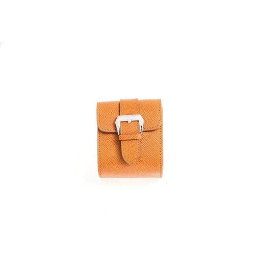 Travel case rettangolare in pelle Epsom marrone Casati Milano 8x10x7 cm — Milano Straps