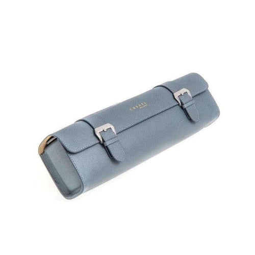 Travel case rettangolare in pelle Epsom grigia con 4 scomparti, 30x23x7 cm — Casati Milano per Milano Straps