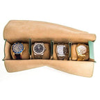 Travel case rettangolare in pelle Epsom verde 30x23x7 cm fatto a mano in Italia — Casati Milano