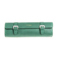 Travel case rettangolare in pelle Epsom verde 30x23x7 cm fatto a mano in Italia — Casati Milano