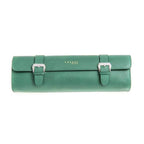 Travel case rettangolare in pelle Epsom verde 30x23x7 cm fatto a mano in Italia — Casati Milano