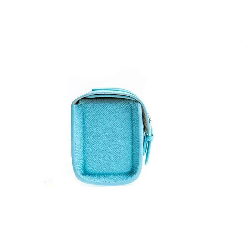 Travel case rettangolare in pelle Epsom azzurro cielo — set 3 pezzi Casati Milano, Made in Italy — Milano Straps