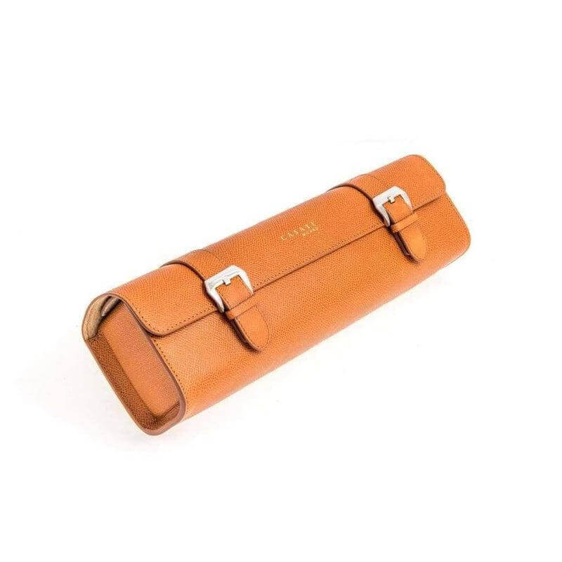 Travel case Casati Milano in pelle Epsom marrone per 4 orologi, 30×23×7 cm — Milano Straps