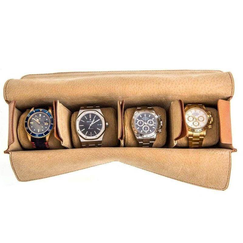 Travel case Casati Milano in pelle Epsom marrone per 4 orologi, 30×23×7 cm — Milano Straps