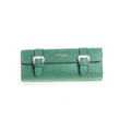 Travel case rettangolare in pelle Epsom verde Casati Milano — set tre pezzi artigianale Made in Italy