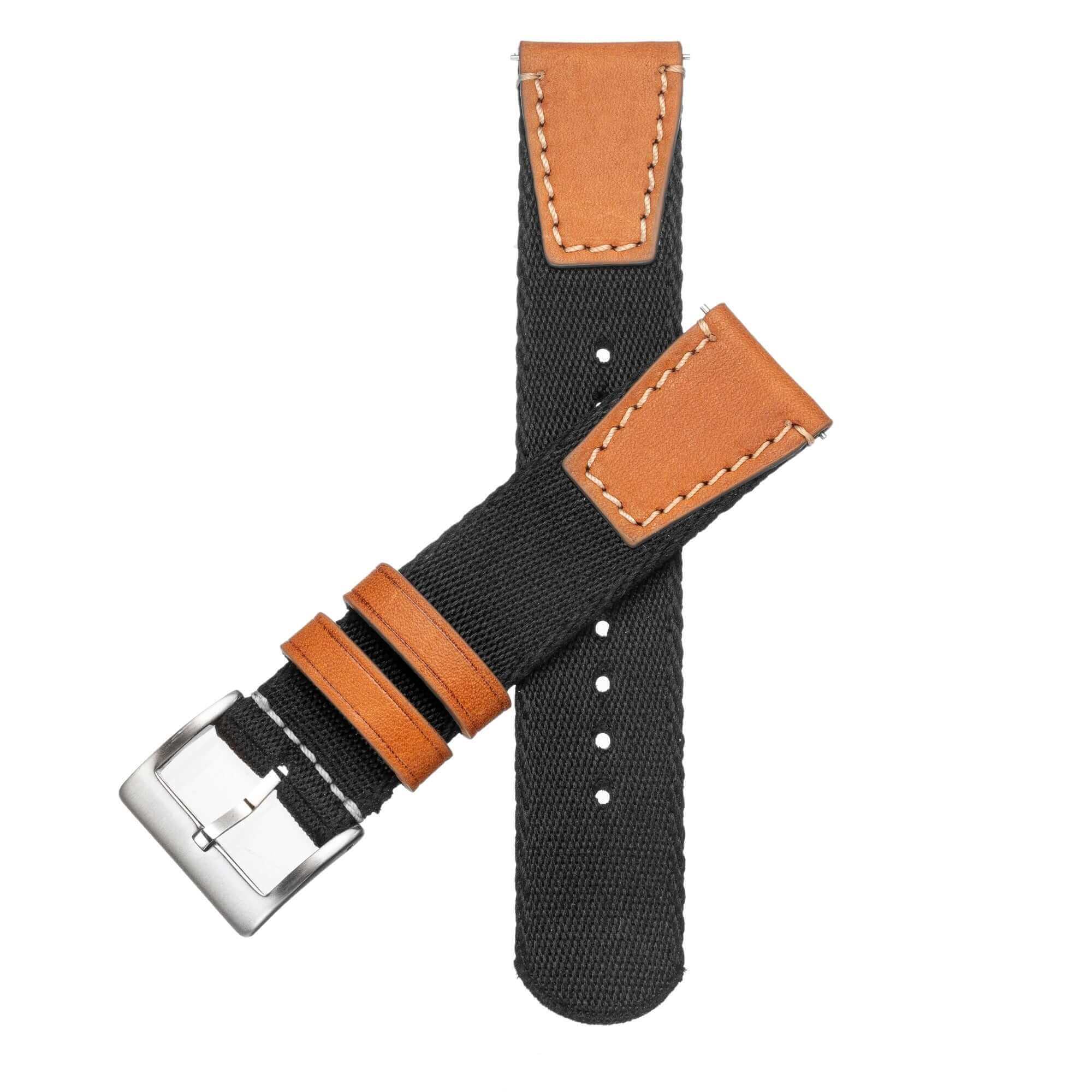Cinturino militare NATO due pezzi nylon riciclato nero — Milano Straps