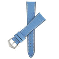 Cinturino pelle Saffiano azzurro cuciture ecru 20mm Made in Italy — Milano Straps