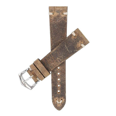 Cinturino vitello vintage marrone 20mm artigianale con patina naturale per Omega Speedmaster — Milano Straps