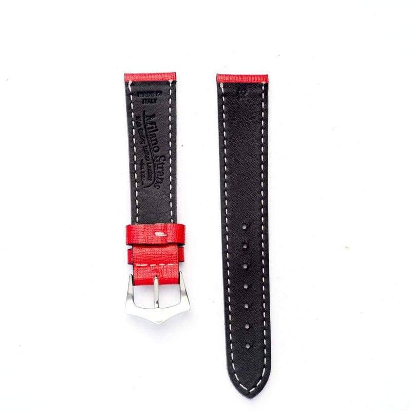 Cinturino pelle Saffiano rosso disponibile misure 16mm 18mm 19mm 20mm 21mm 22mm 24mm compatibilità orologi sportivi
