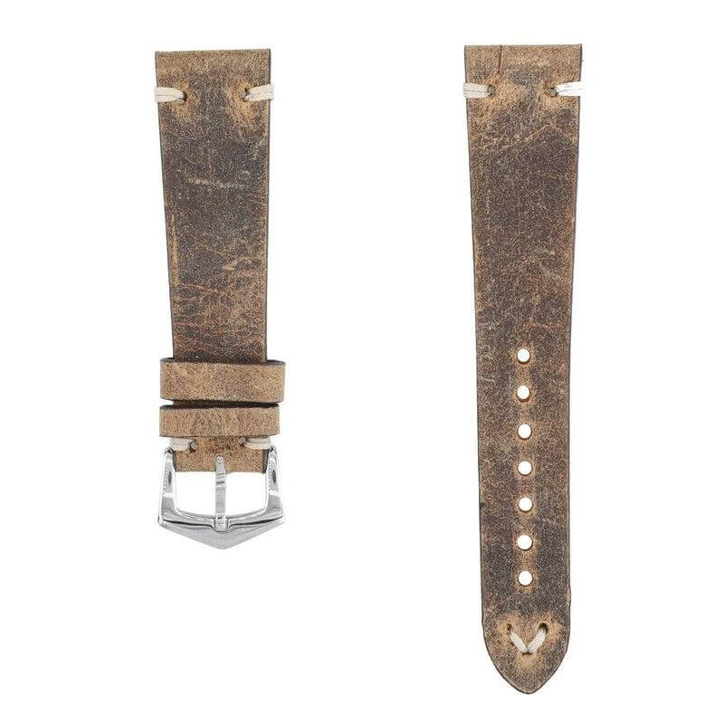 Cinturino vitello vintage marrone 20mm artigianale con patina naturale per Omega Speedmaster — Milano Straps