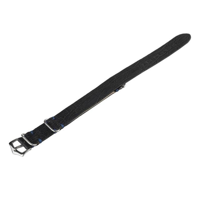Crocodile Black and Blue Military Watch Strap - NATO Strap- Milano Straps